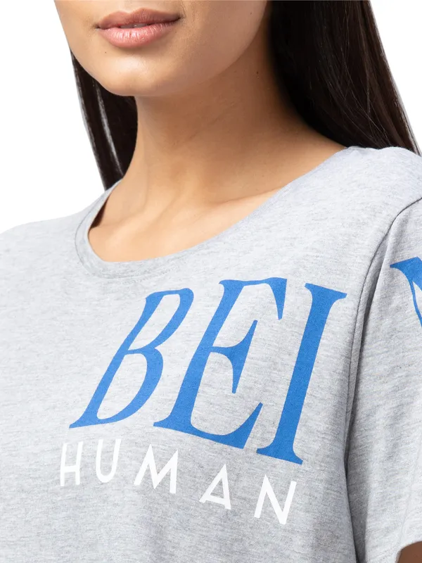 White Easy Fit Women's Melange T-Shirt By Being Human Clothing